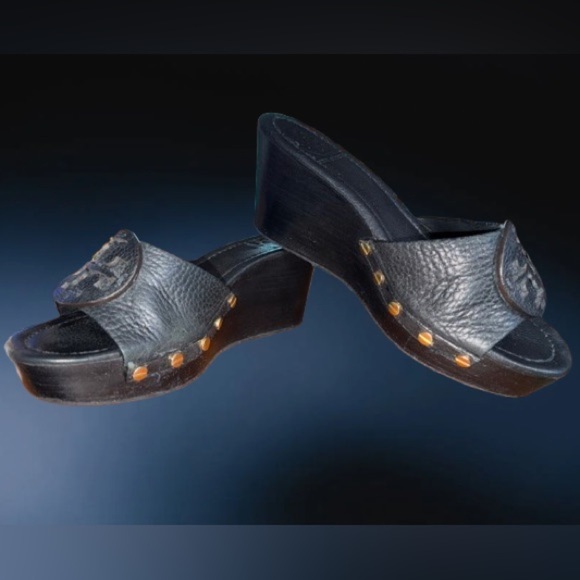 Tory Burch leather platform/wedge slide sandal Wmns sz 6M - Picture 2 of 6